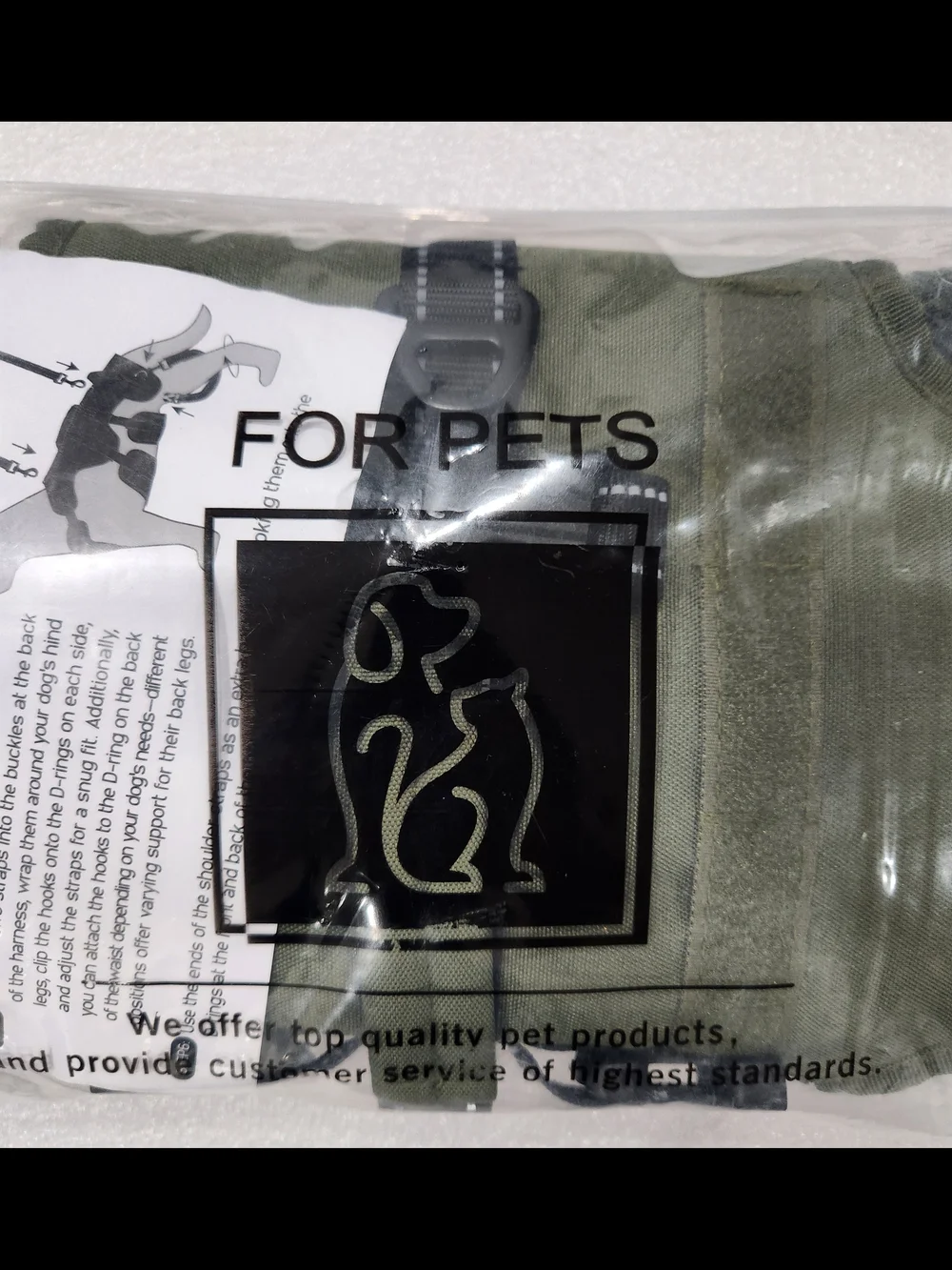 Adjustable Olive Green Dog Support Harness